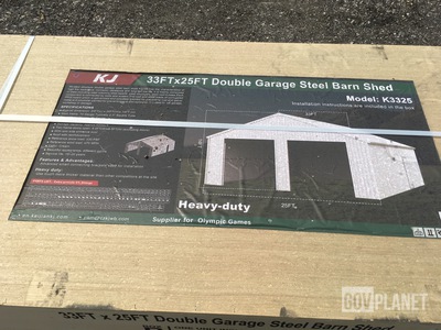 KJ K3325 Double Garage Steel Barn Shed - Unused