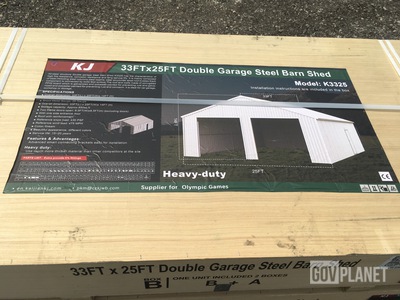 KJ K3325 Double Garage Steel Barn Shed - Unused