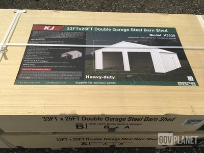 KJ K3325 Double Garage Steel Barn Shed - Unused