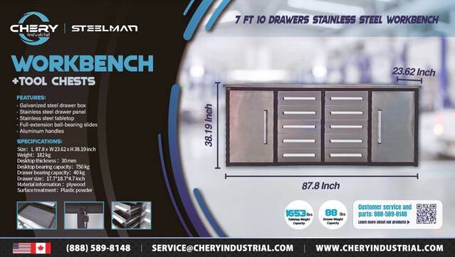 Steelman 7FT-10D-2 Tool Cabinet (Unused)