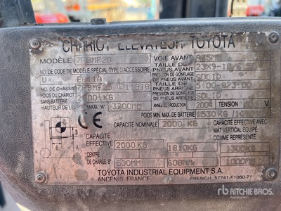 2004 Toyota 7FBMF20 2000 kg Chariot Elevateur Electric Forklift