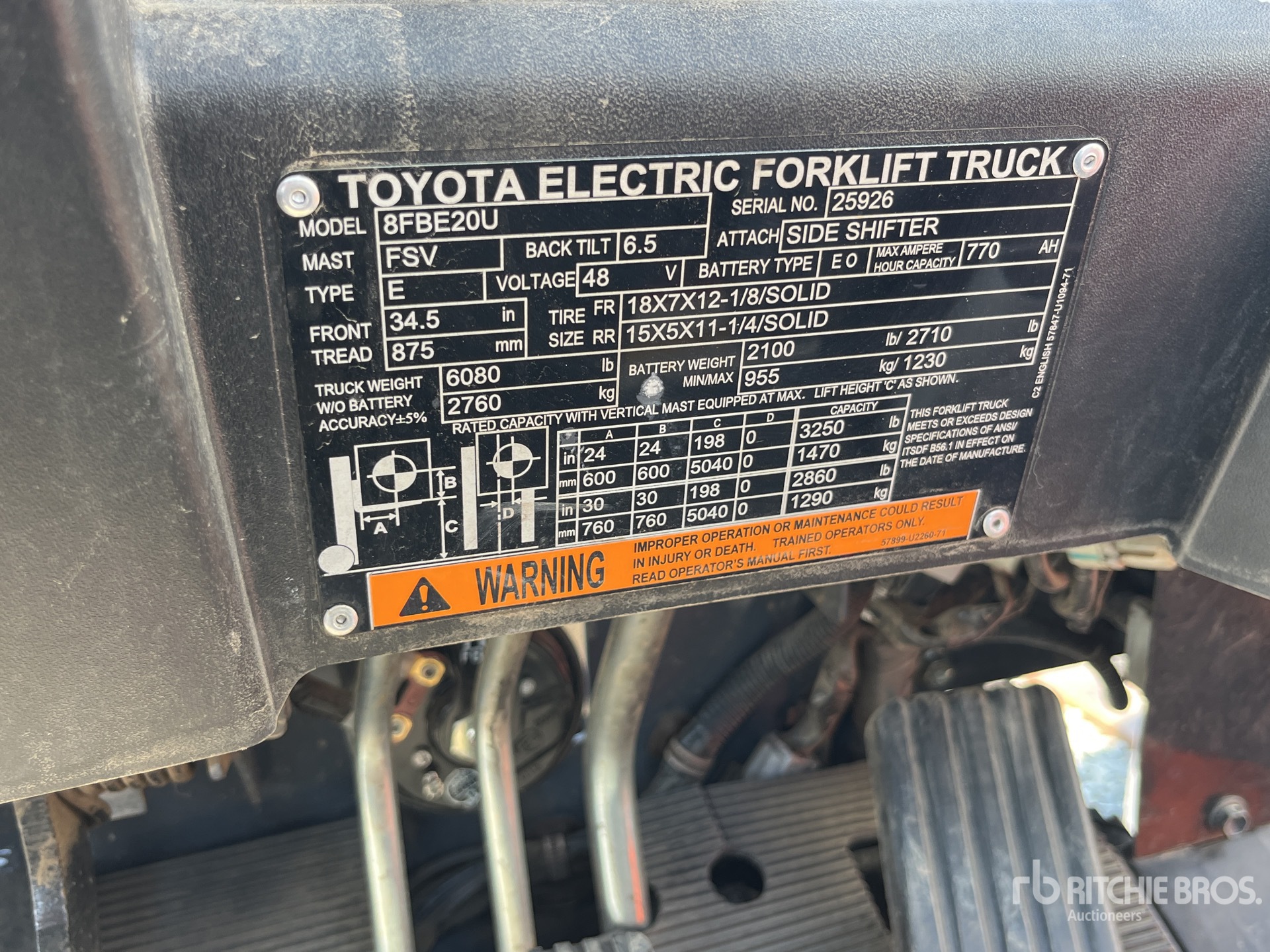 2022 Toyota 8FBE20U Chariot Élévateur Électrique
