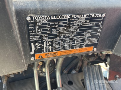2022 Toyota 8FBE20U Chariot Élévateur Électrique
