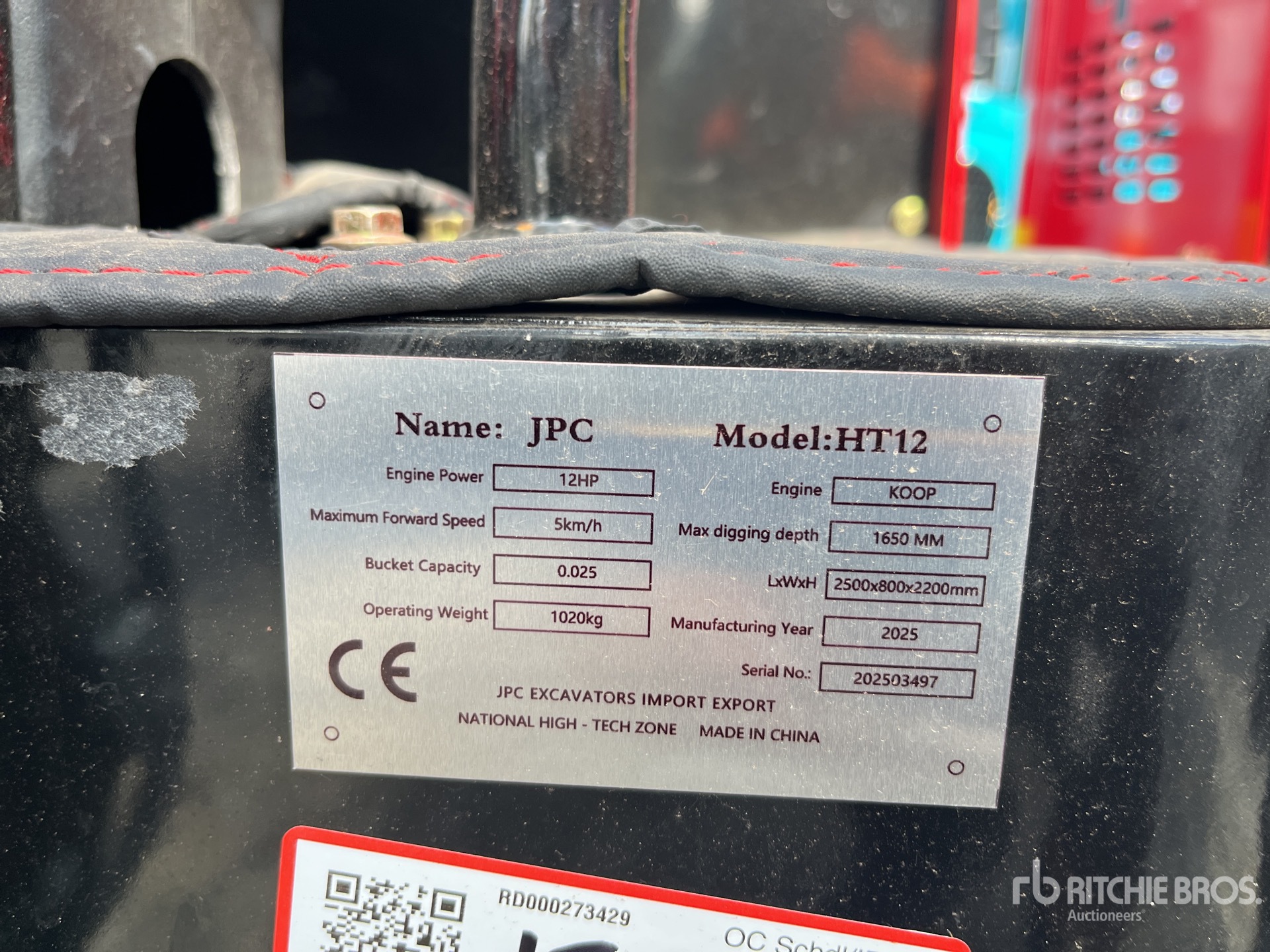 2025 JPC HT12 Mini-pelle  (Unused)