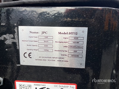 2025 JPC HT12 Mini-pelle  (Unused)