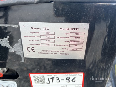 2025 JPC HT12 Mini-pelle  (Unused)
