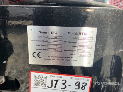 2025 JPC HT12 Mini-pelle  (Unused)