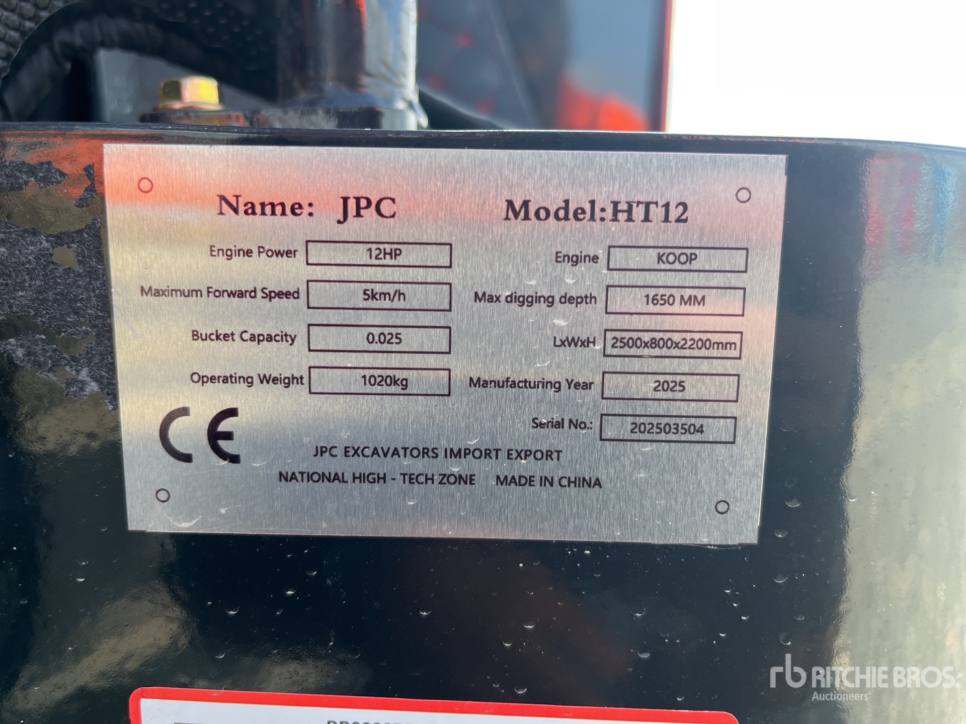 2025 JPC HT12 Mini-pelle  (Unused)