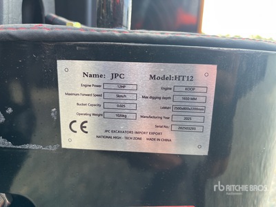 2025 JPC HT12 Mini-pelle  (Unused)