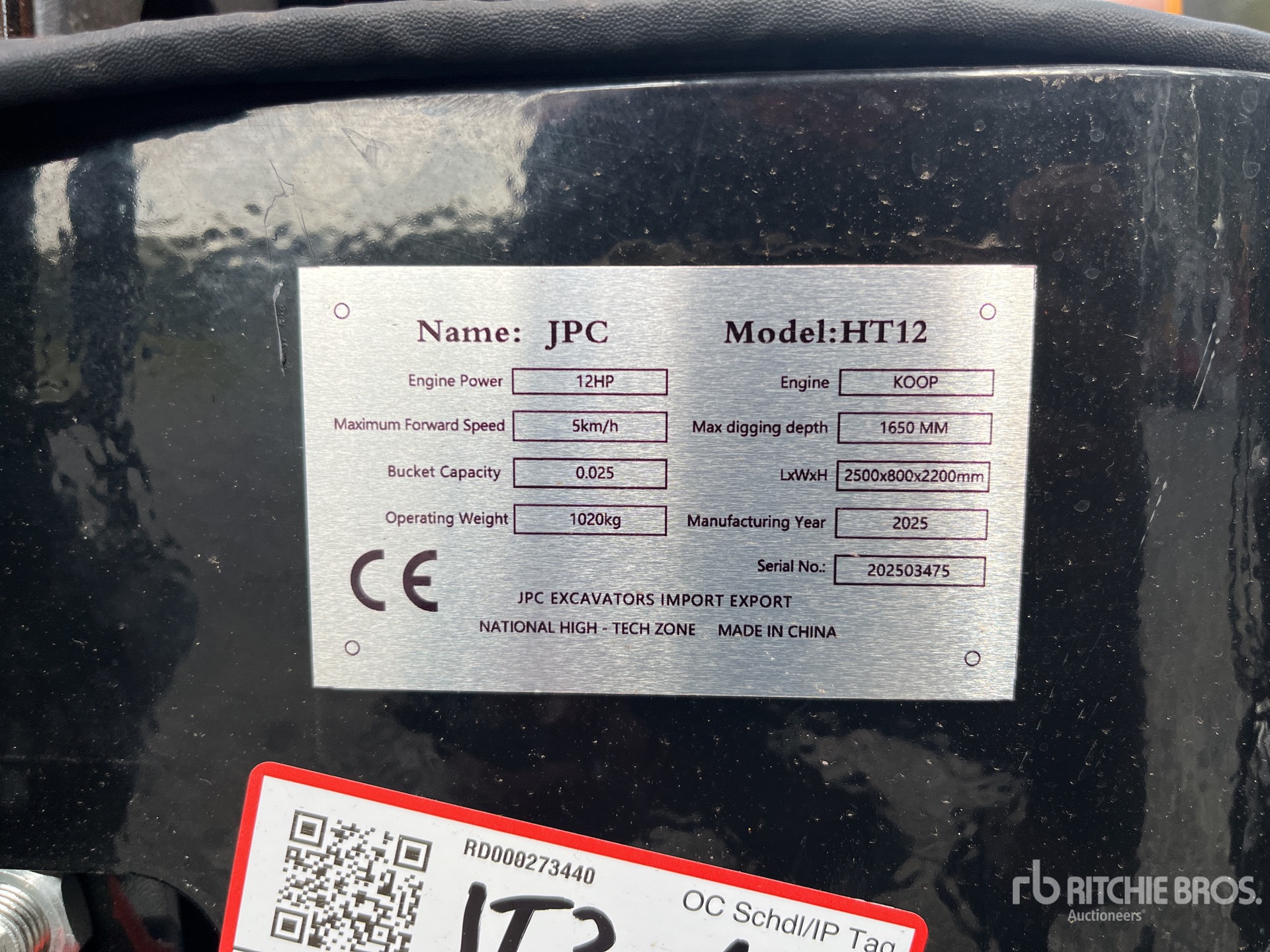 2025 JPC HT12 Mini-pelle  (Unused)