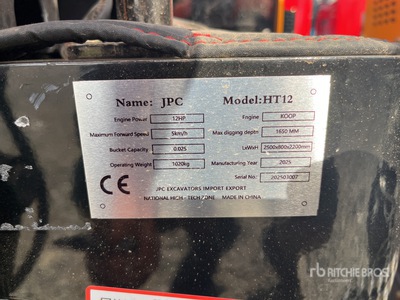 2025 JPC HT12 Mini-pelle  (Unused)