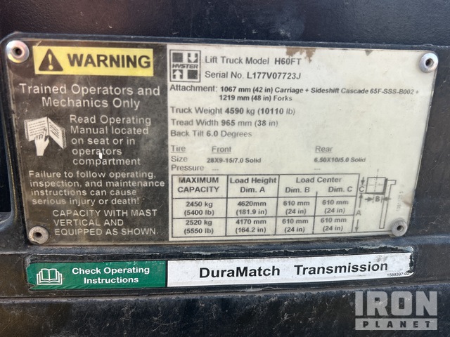 MONTACARGAS 2011 HYSTER H60FT