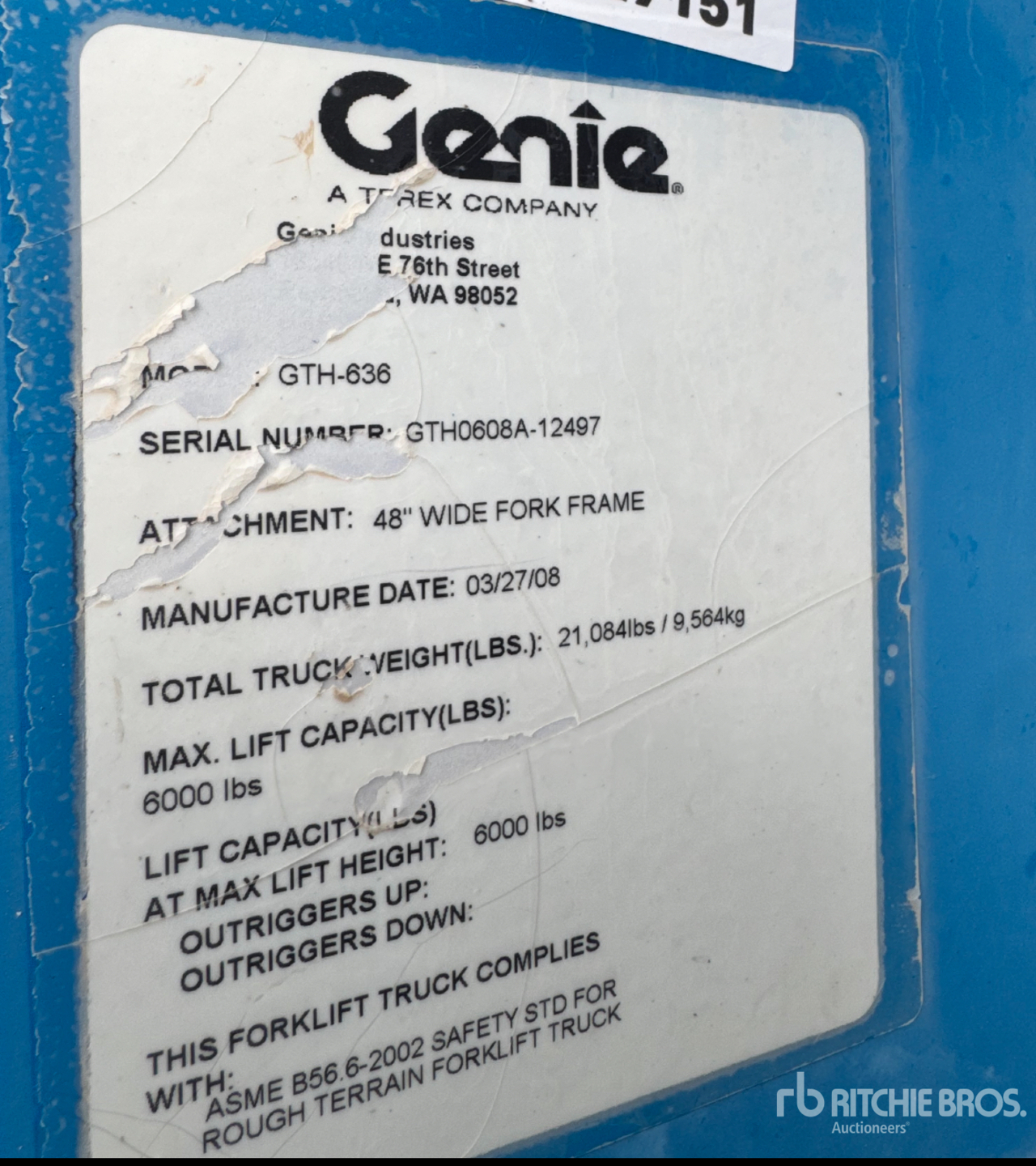 2008 Genie GTH-636 Verreiker