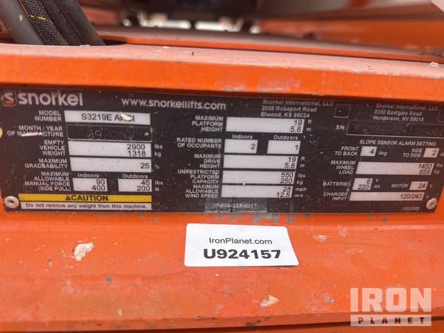 ELEVADOR TIJERA 2017 SNORKEL S3219E