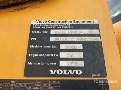 2018 Volvo L105 Wheel Loader