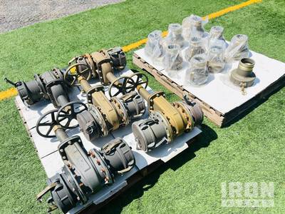 Quantity (5) Assorted 6 in. Fuel/Water Hose Gate Valves & (10)  Reducers Varios. Industrial