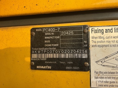 2010 Komatsu PC400-7 Tracked Excavator