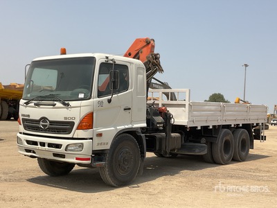 Palfinger PK1000 4.5 ton Knuckle Boom on 2008 Hino 500 6x4 Flatbed Truck with Crane