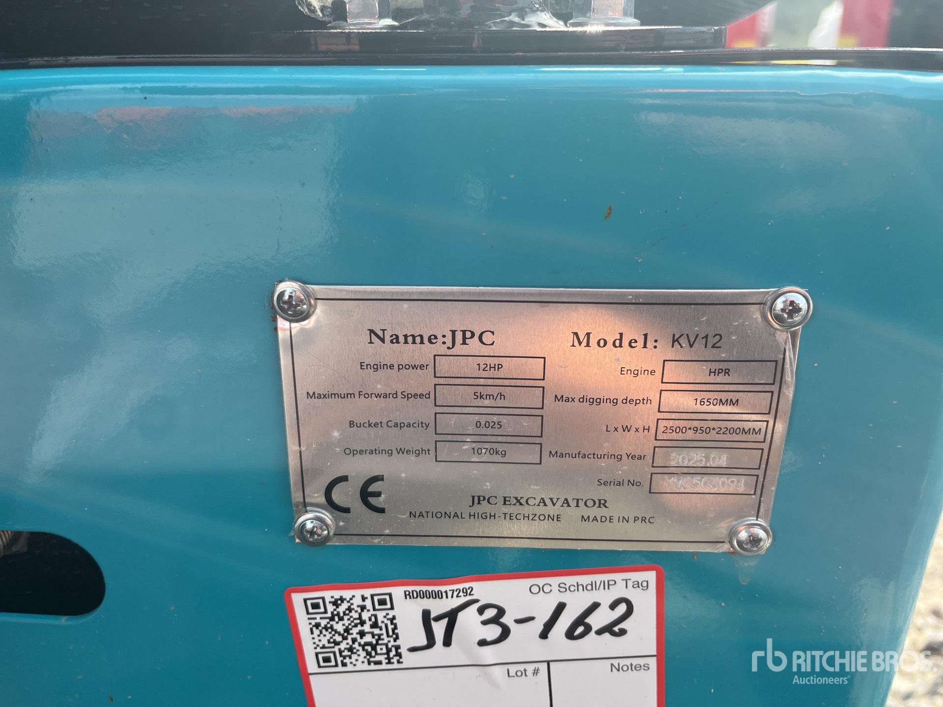 2025 JPC KV12 Mini-pelle