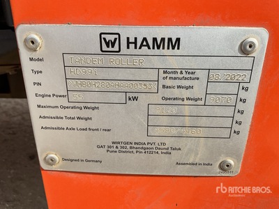 2022 Hamm HD99I Compacteur à double bille