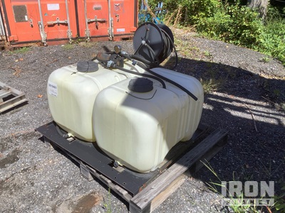 liquid tank with gas pump and hose reel 45 gal Skid Mounted Electric pump, no power source provided Tank