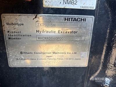 2023 Hitachi ZX35U-5N Mini Excavator