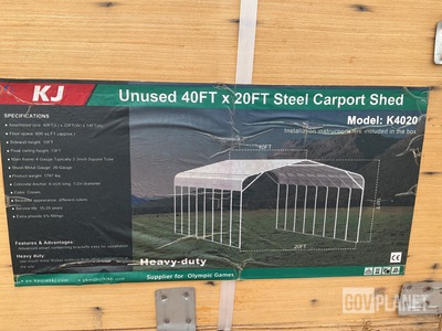 KJ K4020 Steel Carport Shed - Unused