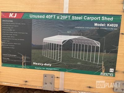 KJ K4020 Steel Carport Shed - Unused