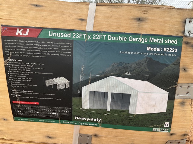 KJ K2223 Double Garage Metal Shed - Unused KJ K2223 Double Garage Metal Shed - Unused