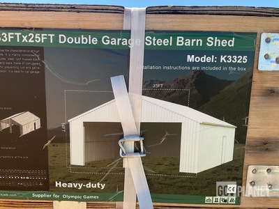 KJ K3325 Double Garage Steel Barn Shed - Unused