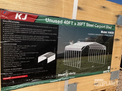 KJ K4020 Steel Carport Shed - Unused