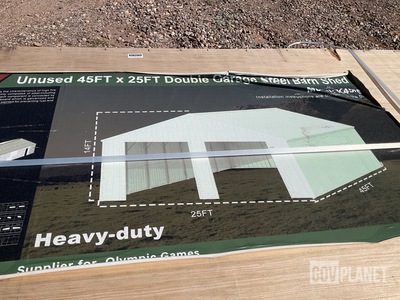 KJ K4525 Double Garage Steel Barn Shed - Unused