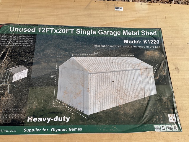KJ K1220 Single Garage Metal Shed - Unused KJ K1220 Single Garage Metal Shed - Unused