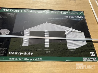 KJ K3325 Double Garage Steel Barn Shed - Unused