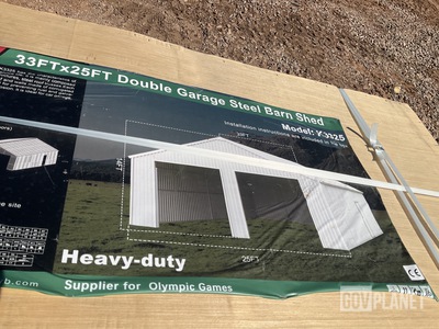 KJ K3325 Double Garage Steel Barn Shed - Unused