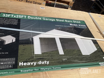 KJ K3325 Double Garage Steel Barn Shed - Unused