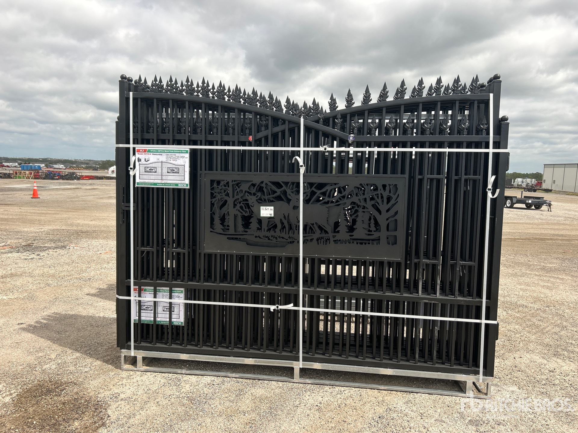 2025 KJ K0720-6 20 ft Bi-Parting Wrought Iron Driveway Gate (Unused)