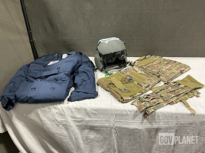 (3) All-Weather Coats, (1) Flyer’s Helmet Shell & Assorted Items