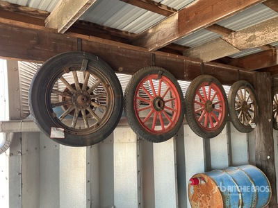 Quantity of (4) Antique Wheels and Tires