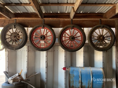 Quantity of (4) antique wheel and tires