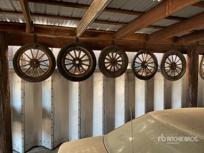 Quantity of (5) antique wheel and tires