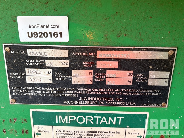 ELEVADOR TIJERA 2015 JLG 4069LE
