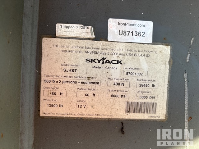 ELEVADOR TELESCóPICO 2016 SKYJACK 4WD SJ66T