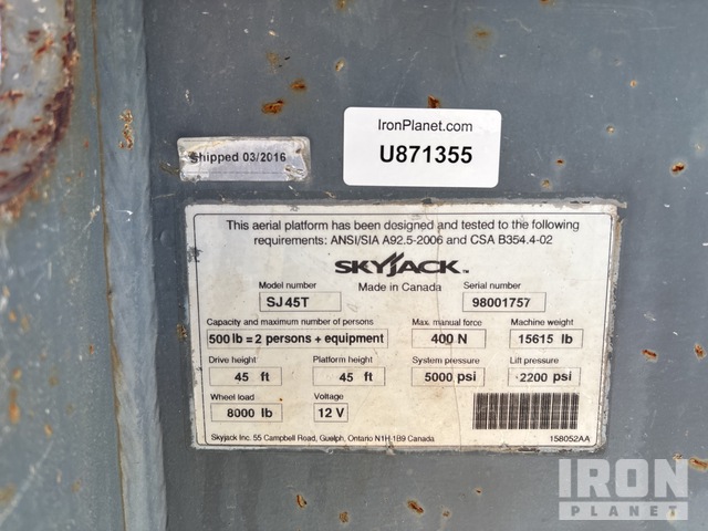 ELEVADOR TELESCóPICO 2016 SKYJACK 4WD SJ45T