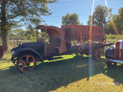 White Flatbed truck w/ wagon Classic Car