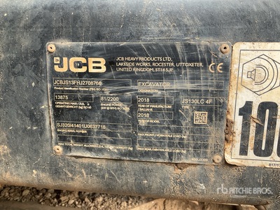 2018 JCB JS130LC Pelle Hydraulique sur Chenilles