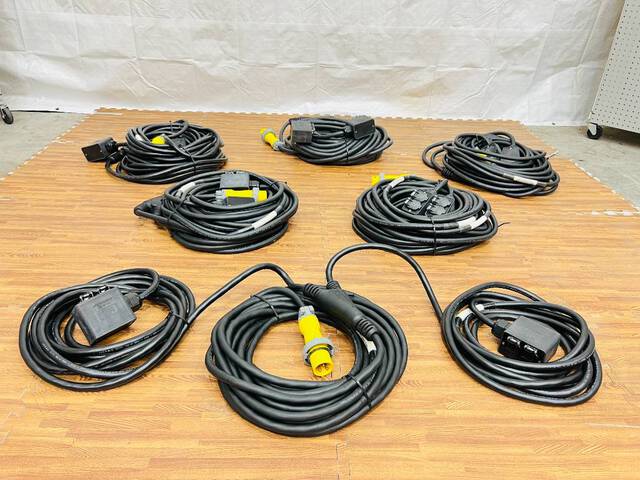 Quantity of (6) 20 Amp LEX 75 ft Y Splitter Power Cords w/ Duplex Boxes (Unused) Quantity of (6) 20 Amp LEX 75 ft Y Splitter Power Cords w/ Duplex Boxes (Unused)