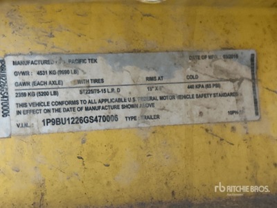 2016 Pacific Tek 500G ハイドロバキュームトレーラー