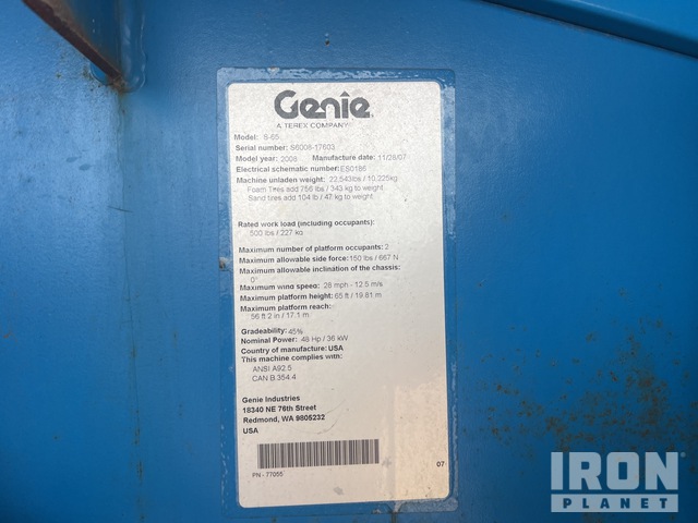 ELEVADOR TELESCóPICO 2008 GENIE 4WD S65