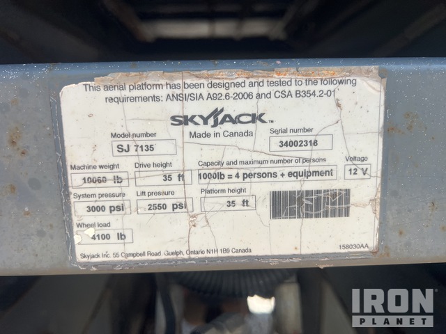 ELEVADOR TIJERA 2012 SKYJACK SJ7135RT